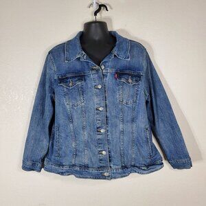Levis Denim Trucker Jacket Plus Size 3X Womens Blue Jean Jacket Cowgirl Western